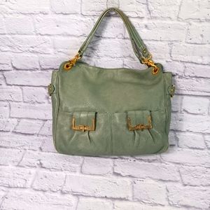 Brahmin green pebbled leather shoulders bag